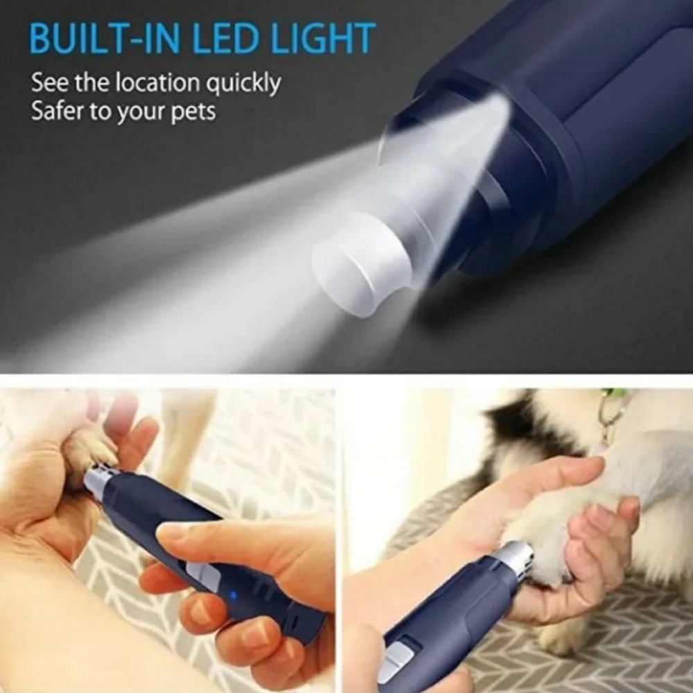 Precision Pet Nail Grinder:Dual-Speed,Extended Battery,Multi-Directional,LED